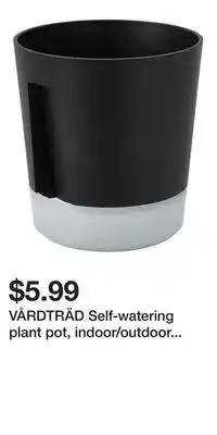 IKEA VÅRDTRÄD Self-watering plant pot, indoor/outdoor transparent/anthracite offer