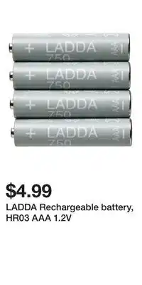IKEA LADDA Rechargeable battery, HR03 AAA 1.2V offer