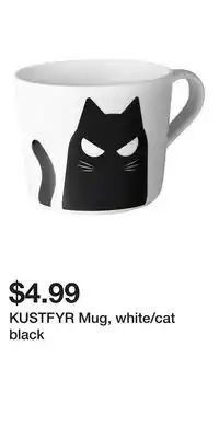 IKEA KUSTFYR Mug, white/cat black offer