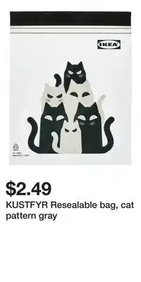 IKEA KUSTFYR Resealable bag, cat pattern gray offer