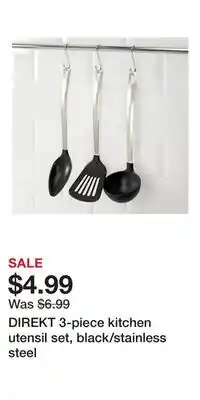 IKEA DIREKT 3-piece kitchen utensil set, black/stainless steel offer