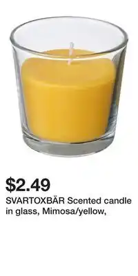 IKEA SVARTOXBÄR Scented candle in glass, Mimosa/yellow offer