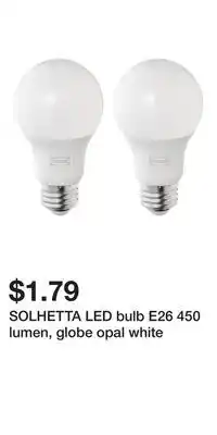 IKEA SOLHETTA LED bulb E26 450 lumen, globe opal white offer