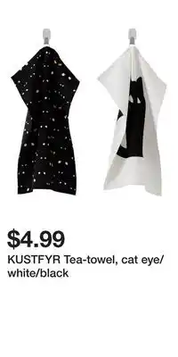 IKEA KUSTFYR Tea-towel, cat eye/white/black offer