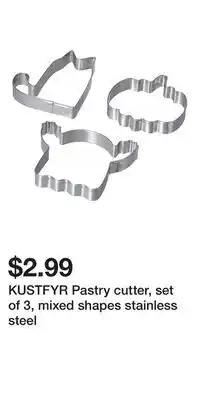 IKEA KUSTFYR Pastry cutter, set of 3, mixed shapes stainless steel offer