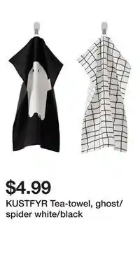 IKEA KUSTFYR Tea-towel, ghost/spider white/black offer