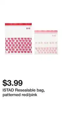 IKEA ISTAD Resealable bag, patterned red/pink offer