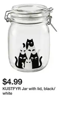 IKEA KUSTFYR Jar with lid, black/white offer