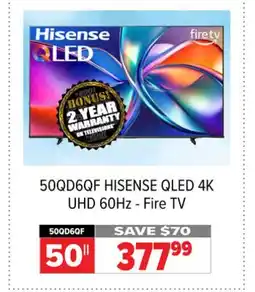 2001 Audio Video 50QD6QF HISENSE QLED 4K UHD 60Hz - Fire TV offer
