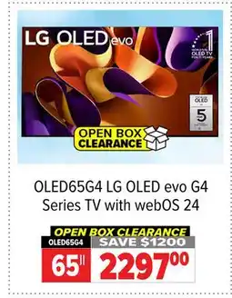 2001 Audio Video OLED65G4 65 LG OLED evo G4 Series TV with webOS 24 offer