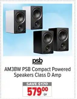 2001 Audio Video AM3BW PSB Compact Powered Speakers Class D Amp offer