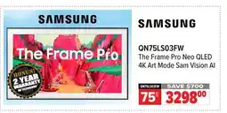 2001 Audio Video QN75LS03FW 75 SAMSUNG The Frame Pro Neo QLED 4K Art Mode Sam Vision AI offer