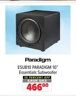 2001 Audio Video ESUB10 PARADIGM 10 Essentials Subwoofer offer