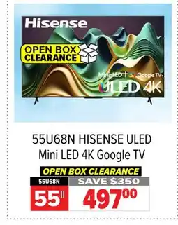 2001 Audio Video HISENSE ULED Mini LED 4K Google 55 TV offer