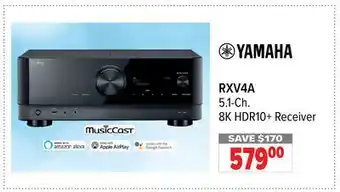 2001 Audio Video RXV4A YAMAHA 5.1-Ch. 8K HDR10+ Receiver offer