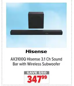 2001 Audio Video Hisense 3.1 Ch Sound Bar with Wireless Subwoofer offer