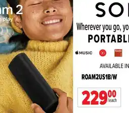 2001 Audio Video ROAM2US1B/W SONOS PORTABLE SPEAKERS offer