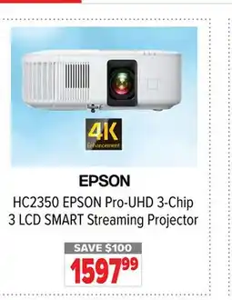 2001 Audio Video HC2350 EPSON Pro-UHD 3-Chip 3 LCD SMART Streaming Projector offer