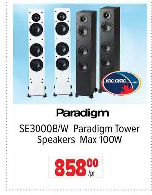 2001 Audio Video SE3000B/W Paradigm Tower Speakers Max 100W offer