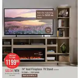 The Brick Axel 74 Modern Electric Fireplace TV Stand with Storage and Cable Management for TVs up to 85- Taupe offer