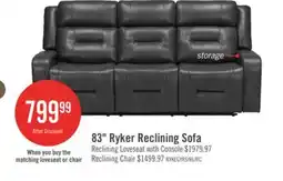 The Brick Ryker 82.5 Leather-Look Fabric Reclining Sofa with Storage Arms - Grey offer