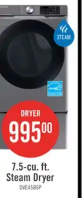 The Brick Samsung 7.5 Cu. Ft. Electric Dryer with Steam - Grey - Stackable - DVE45B6305P/AC offer