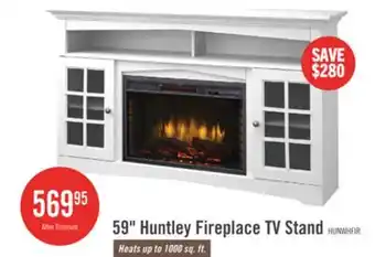 The Brick Huntley 59 Electric Fireplace TV Stand with Storage and Cable Management for TVs up to 65- White offer