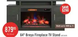 The Brick Breya 64 Modern Electric Fireplace TV Stand with Storage & USB Charging for TVs up to 70- Grey offer