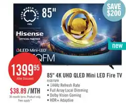 The Brick HISENSE 85 QD7QFM Mini-LED QLED 4K UHD AI Smart Fire TV (85QD7QFM) offer