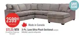 The Brick Made in Canada Luxe 3-Piece Right-Facing Fabric Sectional with Removable Cushions - Zaftig Dove Grey offer