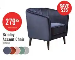 The Brick Brinley 29 Velvet Fabric Accent Chair with Wood Legs - Blue offer