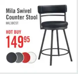 The Brick Mila Counter Stool with Swivel Seat, Vegan Leather Fabric, Metal - Black offer