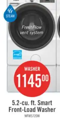 The Brick Whirlpool 5.2 Cu. Ft. Smart Front-Load Washer with FreshFlow Vent System - White - WFW5720RW offer