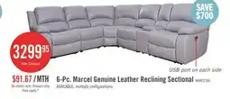 The Brick Marcel 6-Piece Genuine Leather Power Reclining Sectional with Storage Console and USB Port - Grey offer