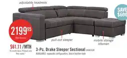The Brick Drake 3-Piece Right-Facing Faux Suede Fabric Sleeper Sectional with Storage Ottoman - Cement Grey offer