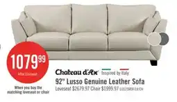 The Brick Chateau d'Ax Lusso 92 100% Genuine Leather Sofa with Wood Legs - Smoke Grey offer