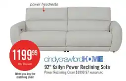 The Brick Cindy Crawford Home Kailyn 92 Fabric Power Reclining Sofa with Power Headrests - Beige offer