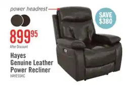 The Brick Hayes 38 Genuine Leather Power Reclining Chair with Adjustable Headrest - Steel Grey offer