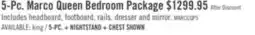 The Brick Marco 5pc Bedroom Set with Bed, Dresser & Mirror, Cherry Brown - Queen Size offer