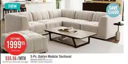 The Brick Kort & Co. Oaklyn Modular 5-Piece Fabric Sectional with Tufted Seat Cushions - Beige offer