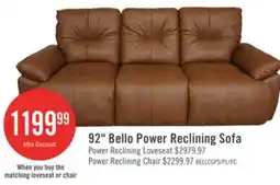 The Brick Bello 91.7 Leather-Look Fabric Power Reclining Sofa - Brown offer