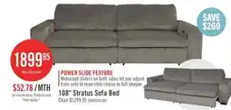 The Brick Stratus 108 Faux Fur Fabric Full-Size Sofa Bed with Power Sliding - Fog Grey offer