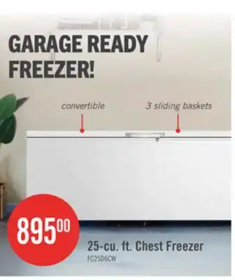 The Brick Hisense 25 Cu. Ft. Garage Ready Convertible Chest Refrigerator-Freezer - White - FC25D6CWD offer