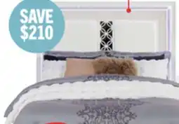 The Brick Ava Panel Bed with Headboard & Frame, LED, Glam, White - Queen Size offer