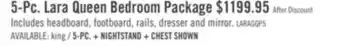 The Brick Lara 5pc Bedroom Set with Bed, Dresser & Mirror, Antique Grey - Queen Size offer