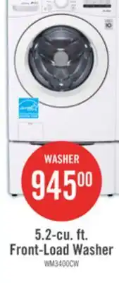 The Brick LG 5.2 Cu. Ft. Front-Load High-Efficiency Washer - White - Stackable - WM3400CW offer