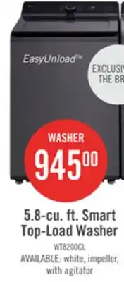 The Brick LG 5.8 Cu. Ft. Smart Top-Load Washer with EasyUnload and AI Sensing - Platinum Black - WT8200CL offer