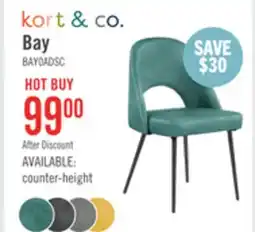 The Brick Kort & Co. Bay Dining Chair with Vegan Leather Fabric, Metal - Aqua offer