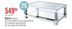 The Brick Berni 47.2 Glam Mirror & Glass Top Coffee Table with Shelf - Silver Metal with Diamond Look Legs offer