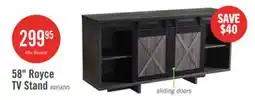 The Brick Royce 58 Modern TV Stand with Storage and Cable Management for TVs up to 65- Distressed Grey offer